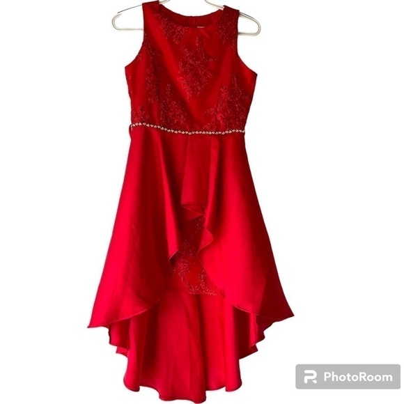 Tween Diva Kids Big Girls Sz 16 Red Lace High Low Formal Special Occasion Dress - Picture 16 of 16